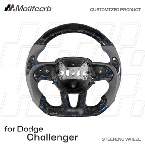 Volante calefactable de fibra de carbono forjado azul cielo personalizado con LED para Dodge Charger Challenger Hellcat SRT R/T SXT GT 2013-2023 - Product Image 2