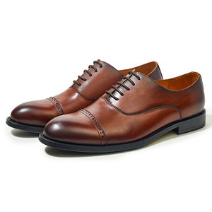 Chaussures Oxford en cuir véritable de vachette pleine fleur vintage, décontractées et habillées, pour affaires et occasions formelles - Product Image 1