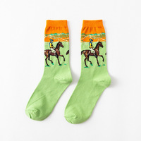Chaussettes amusantes tendance automne-hiver avec logo personnalisé OEM pour adultes Chaussettes en coton Happy Stylish Painting Art Crew pour hommes
