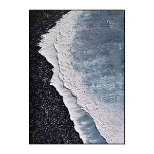 لوحة فنية حائطية عصرية مخصصة بتصميم ثلاثي الأبعاد لتموجات المحيط والشاطئ، لوحة زيتية بسيطة للفنادق، بيع بالجملة - Product Image 4