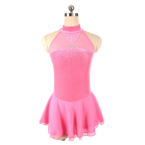 <b>Pink</b> Ballet Children <b>Girls</b> Stage Dance <b>Dress</b> with Rhinestone Detailing Spandex Polyester Performance Wear - Product Image 1