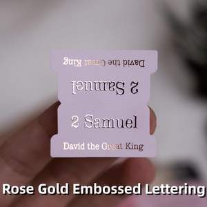Autocollants catholiques chrétiens roses OEM d'usine, onglet biblique de lettrage en relief de feuille d'or personnalisée avec <span class=keywords><strong>résumé</strong></span> de livre - Product Image 3