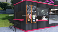 Kiosque conteneur Skyacross CX2609 de 20 pieds, boutique préfabriquée et glacier, bar multifonctionnel, restaurant et café à vendre