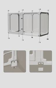 DIY köpek oyun parkı yavru kedi tavşan gelincik şeffaf <span class=keywords><strong>Pet</strong></span> kalem kolay monte Whelp sandık kulübesi kafes muhafaza ile tekerlekler - Product Image 6