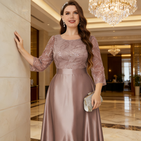 Robe de soirée élégante moderne grande taille SJ, couleur champagne, longue, avec motif taille naturelle, idéale pour invitée de mariage printanier
