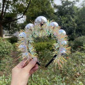 Plastic <strong>Disco</strong> Silver <strong>Ball</strong> Boppers <strong>Headband</strong> 70s Silver <strong>Disco</strong> <strong>Ball</strong> <strong>Disco</strong> <strong>Ball</strong> <strong>Headband</strong> Costume Decoration - Product Image 2