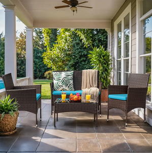 Durable 4PCS All-Weather Patio <b>Rattan</b> <b>Sofa</b> Set Eco-Friendly Wicker Furniture with Removable Covers for Outdoor Living Space - Product Image 1