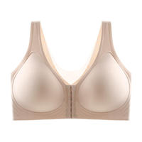 Soutien-gorge sans fil grande taille à fermeture avant, bonnets lisses, bretelles larges, confort optimal, maintien latéral, anti-affaissement, lingerie