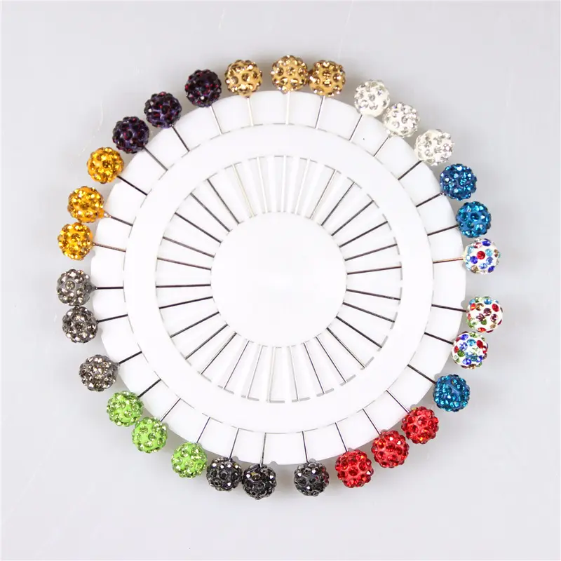 Perni di capelli accessori palla colorata diamante pin pin sciarpa hijab musulmano con multicolore di plastica personalizzati spilla commercio all'ingrosso