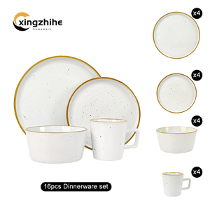 北欧の朝食セットスプレースポットドット柄格安価格サービス高級石食器ボウル付き食器セット - Product Image 3