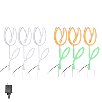 Lampu Neon LED Bentuk Bunga Tulip Logam Warna Kuning & Hijau untuk Dekorasi Pesta Pernikahan, Ulang Tahun, dan Penerangan Halaman Luar Ruangan