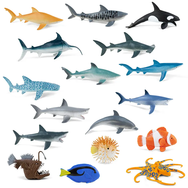 Custom Realistic Ocean Sea Animals Figures 17pcs Sea Creatures Toy Figures Bath Toys For Kids Toddlers OEM