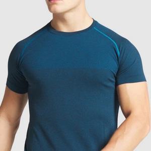 Camiseta Deportiva Personalizada al por Mayor con Logotipo, para Hombre, sin Costuras, 100% Algodón, con Patrón de Letras en Color Verde Azulado - Product Image 3