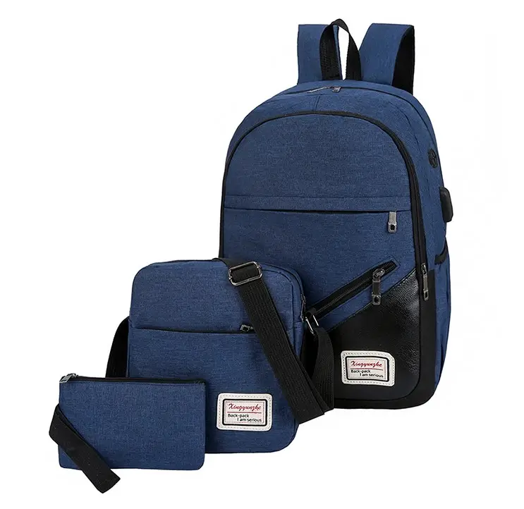 Laptop Rucksack Set Laptop Rucksack Tasche 3 Stück Sets Taschen für Studenten Gute Qualität Günstige Reise Laptop USB Ladegerät Backpa