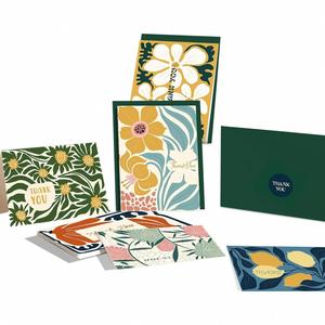 Carte de remerciement personnalisée en feuille d'or avec motif floral contrastant et enveloppe cadeau pour anniversaire - Product Image 1