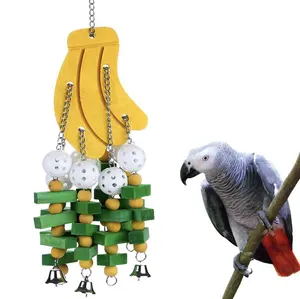 여분의 큰 새 앵무새 장난감 여러 가지 빛깔의 자연 나무 바나나 블록 조류 앵무새에 대 한 눈물 장난감