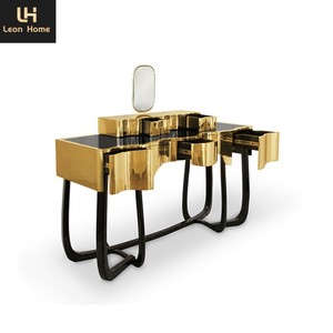 Modern Luxury Design Living Room Furniture Durable Stainless <strong>Steel</strong> Black and Gold Metal <strong>Frame</strong> Console <strong>Table</strong> - Product Image 4