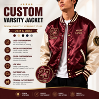 Veste de baseball en satin personnalisée du Bangladesh pour hommes, veste bomber brodée avec logo personnalisé, OEM ODM, fournisseur de streetwear