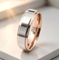 18K Roségold Plattierter Zweifarbiger Stufenförmiger Ehering Anpassbar Gravierbar Elegant Leichter Luxus Zertifiziert Personalisiert