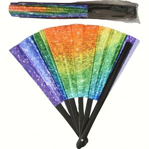 Abanico Plegable de Plástico de 13 Pulgadas con Impresión Personalizada, Abanico de Mano Económico para el Orgullo Gay, Festivales y Fiestas LGBT - Product Image 6
