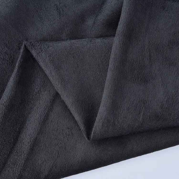 China textiles outlet customized black 90g woven fabric plain 100%polyester suede fabric