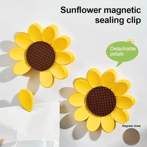 2 in 1 Magnetic <b>Fridge</b> Magnets Sunflower Multifunctional Sealing Clips for Food Storage Chip Clips for Snacks - Product Image 1