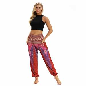 Pantalons de yoga pour femmes imprimés numériquement en gros, pantalons de yoga Harem indiens amples en vrac - Product Image 5