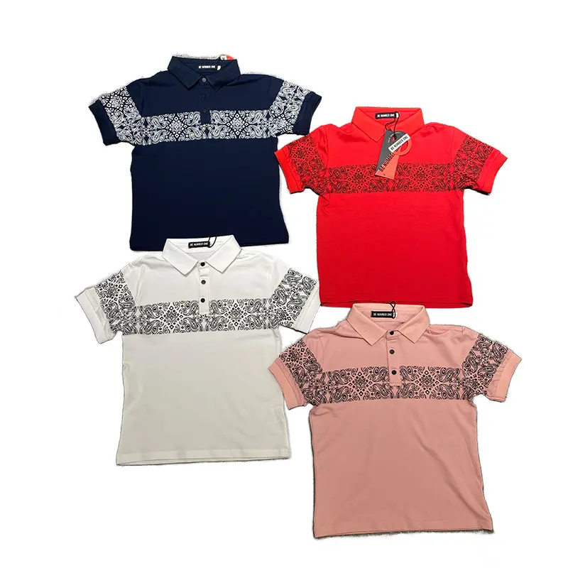 Yaz tasarım basit stil popüler kaju çiçek baskı benzersiz tasarım çocuk T-shirt Polo GÖMLEK