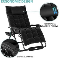 Chaises longues de haute qualité Portable extérieur confortable surdimensionné Zero Gravity Lounge Chair avec coussin