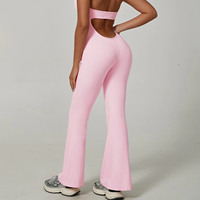 Meilleure vente transfrontalière : Combinaison de yoga une pièce en dentelle à col en V, haut de fitness avec design dos élégant, effet push-up fessier et contrôle du ventre, style licou