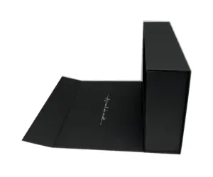 Çevre dostu Logo tasarımcı karton ambalaj manyetik kapatma özel logo ile siyah ayakkabı katlanabilir manyetik kağıt hediye kutusu
