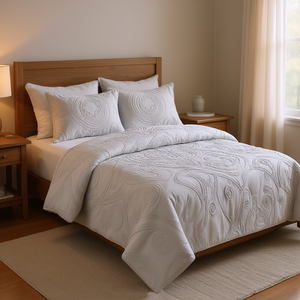 3-Piece Cotton Chenille Medallion <b>Comforter</b> <b>Set</b> Tufted Classic Bedding Home Use - Product Image 2