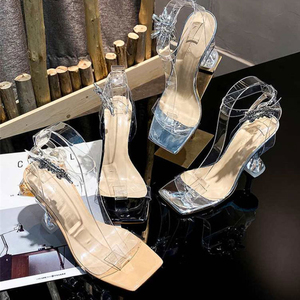 Sandales transparentes à bout carré pour l'été 2025, sandales de luxe transparentes pour femmes - Product Image 6