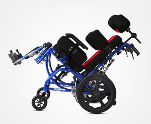 Sillas de ruedas reclinables plegables para niños, respaldo alto, reposapiés elevador desmontable, silla de ruedas de aluminio inclinable para niños - Product Image 3