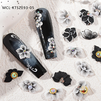 30 buah/kit seri Punk hitam putih lucu seni kuku buatan tangan Resin jimat bunga desain 3D kuku bunga akrilik bunga akrilik
