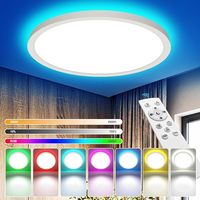 Nueva lámpara de ambiente Rgb con retroiluminación de atenuación continua redonda ultrafina 3000-6500K multifunción 24W RGB luz de techo para el hogar