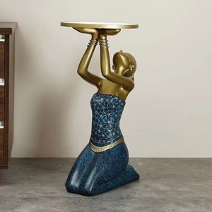 Scultura Creativa di Ragazza Africana in Resina, Oggetto Decorativo per Soggiorno, Ufficio, Arredamento Casa, Regalo - Product Image 4