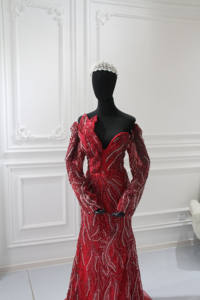 S0058T <span class=keywords><strong>Saton</strong></span> vin rouge bustier tubulaire modèle moelleux femmes robe de soirée élégante grande taille robe de mariée - Product Image 6