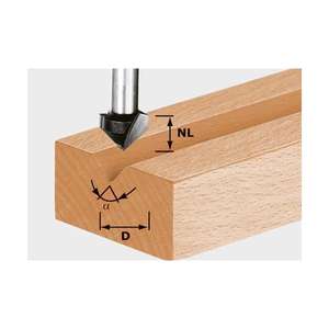 FESTOOL - 490997 V-fraise à rainures S8 pour décorations rainurées GL 50mm - EAN 4014549000991 FORETS METAL DRILL BITS - Product Image 1