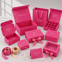 Cajas de Cartón con Logotipo Personalizado, Caja de Envío para Cosméticos, Color Rosa Intenso, Juego de Cosméticos, Embalaje Corrugado para el Cuidado de la Piel