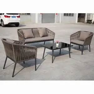 Rope Outdoor Sectional Sofa Side Use Footrest Furniture Balcony Sofa