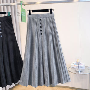 Gonna a trapezio in cotone a vita alta da donna con motivo solido all'ingrosso bellissimo impero lungo traspirante Casual - Product Image 4