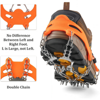 Crampons de neige et de glace pour chaussures, à 19 dents en acier inoxydable, pour la randonnée hivernale, imperméables et sécurisés