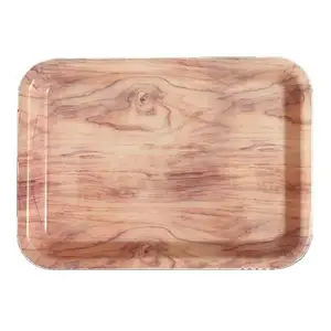 New Wooden Design Stackable Plastic Melamine Trays For Restaurant