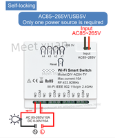 Module Wifi Tuya 433MHZ 4 canaux, module de commutation de porte de garage Wifi 2.4G, module de relais, interrupteur sans fil AC 85-265V
