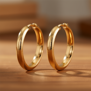 Pendientes de Aro Dorados E4493, Aleación de Zinc, Estilo Clásico, Joyería de Moda Unisex - Product Image 2