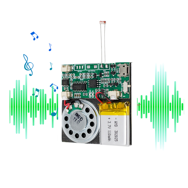 Factory directly Light Sensor Activated recording Music chip PCB Music Module USB Programmable Sound Module for Greeting Cards