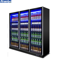 Réfrigérateur commercial à LED pour boissons, 3 portes, refroidisseur de bière et de soda avec contrôle numérique de la température