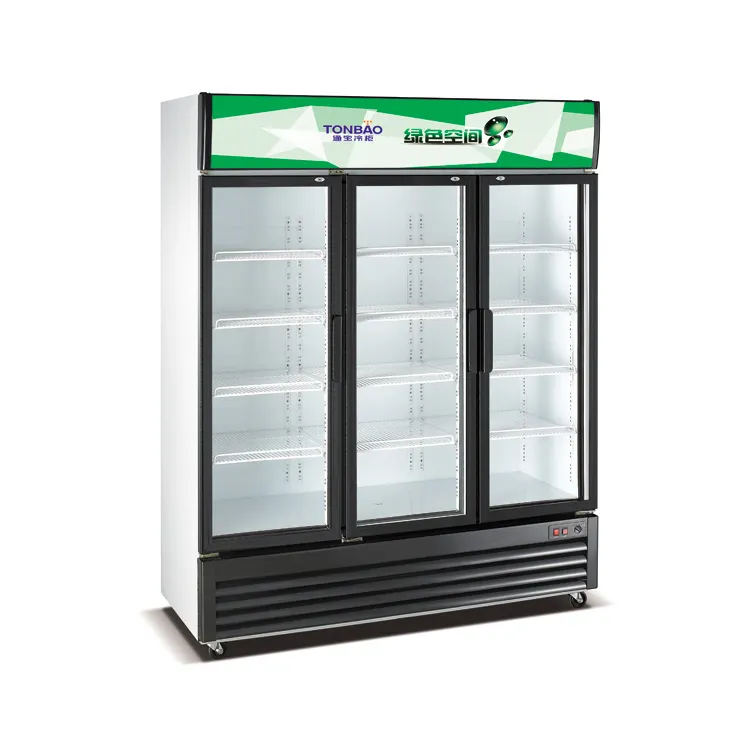 Fan cooling upright beverage display fridge refrigerator freezer three glass doors for energy drinks 1580L fridge