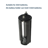 Support de batterie cylindrique en plastique et métal GT-3AAA-3 Globaltone 3xAAA, adaptateur noir, connecteur de montage pour lampe torche 22,5*59,5 mm